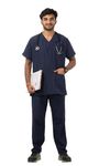 MedWear Classic Scrub for Men | Half Sleeves | Comfort Fit | V-neck | Top&Bottom | Doctors, Nurses & Medical Students | (X-Large, Navy Blue)