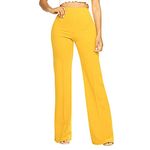 Buetory Women Bootcut Yoga Pants with Pockets Stretchy High Waisted Tummy Control Workout Bootleg Pant Flared Work Dress Pants(Yellow,3X-Large)