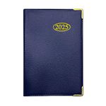 MantraRaj 2025 Week to View PVC Leather Effect Pocket Diary With Metal Corners Compact Planner with Hard Case Cover, Conversion Tables, and Organizational Tools - 12cm x 7cm (Blue)