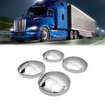 8 Inches Chrome Front Axle Cap Dome Style Truck Rear Hub Cap Wheel Covers Set Center Hubcaps for Heavy Duty Trucks/Semis/Trailers (4 pcs)