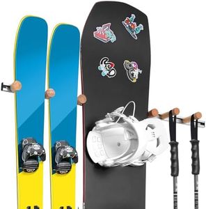 Fuloon Ski and Snowboard Wall Mount, Adjustable Storage Rack for Ski Snowboard Skateboard, Space-Saving Tool Organizer, Easy DIY Installation for Garage and Home Display (31.5inch)