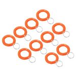 PATIKIL Spiral Wrist Coil Keychain, 10 Pack Plastic Stretchable Wristband Wristlet Key Ring Holder for Outdoor Sport Gym Pool Sauna, Orange