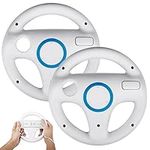 AMEEGO Steering Wheel Design Stand Mario Kart Racing Game Steering Wheel Stand For Wii Game Controller 2PCS (White)