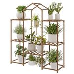 Bamworld Plant Stand Indoor Hanging Plant Shelf Outdoor Large Plant Rack for Multiple Plants Boho Home Decor Plant Gift for Mom Woman