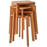 IBUYKE 4pcs Square Wooden Stool, Stacking Stools, Solid Wood Makeup Stool, Small stool for Home, Kitchen, Office, Classroom, RF-1502-4