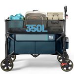 TIMBER RIDGE 8 Cu.Ft. Extra Large Collapsible Folding Wagon Carts, Heavy Duty Outdoor Camping Utility Wagons with Extended Height, Adjustable Handle, Cup Holders(Navy)