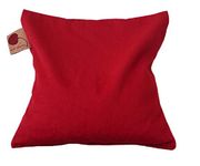 Hot Cherry Pit Pillow Square - Red Denim, Natural-Dyed (Unwrapped/Lowest Price) Natural Moist Heat or Cold Therapy for Muscle Pain, Tension Relief, Headaches, Arthritis, Aromatherapy - Microwavable