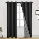 DWCN 100% Blackout Curtains for Bedroom Thermal Insulated Total Blackout 2 Panels Draperies 84 Inch Length Set of 2 Panels Grommet Top with Black Liner for Room Darkening (Black,42"W x 84"L)2 Panels