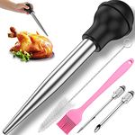 Yoki Peony Stainless Steel Turkey Baster Syringe for Cooking, Meat Injector Syringe