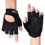 Fitself Gym Gloves Non-Slip Weight Lifting Gloves Workout Training Fitness Gloves Men Women Crossfit Powerlifting Bodybuilding Cycling Black large