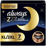 Always ZZZ Overnight Disposable Period Underwear for Women Sz XL, 360° Coverage for Worry-Free Nights, 7 Count