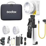 GODOX ML100Bi Kit2 LED Video Light with AK-B02 V-Mount Handgrip | 120W Dual Color Portable and Lens Reflector (15°&36°) 2800K-6500K TLCI 98+/CRI 97+ 11 High Efficiency High Intensity Outdoor | White
