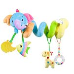 Baby car seat toys Activity Spiral Plush Stroller and Crib Toys for Travel accessories Hangings rattle toy(Elephant)