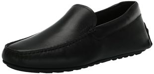 BOSS Men's Smooth Leather Slip on Drivers Loafer, Black Pepper, 7