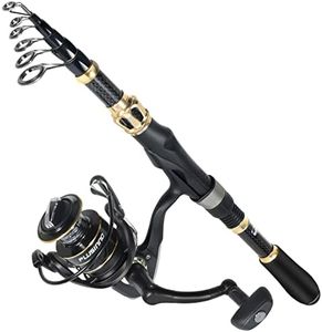 PLUSINNO Fishing Rod and Reel Combo,Fishing Pole,Telescopic Fishing Rod Kit with Spinning Reel, Telescopic Fishing Pole with Carrier Bag for Freshwater Saltwater for Men Women