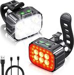 Bike Lights, Oldowl USB-C Rechargeable Bike Light Set, Super Bright 6 LED Bike Headlight with Spot & Flood Beam, IP65 Waterproof, 4X4 + 6X6 Lighting Modes, Cycling Mountain Bike Lights Front and Back