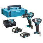 Makita CLX228AJ 12V Max Li-ion CXT 2 Piece Kit comprising HP333DZ, TD110DZ Complete with 2 x 2.0 Ah Li-ion Batteries and Charger Supplied in a Makpac Case