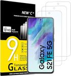 NEW'C 3 Pack Designed for Samsung Galaxy S21 FE 5G Screen Protector Tempered Glass,Case Friendly Scratch-proof, Bubble Free, Ultra Resistant