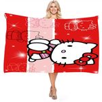 Hellokiitty Beach Towels, Hellokiitty Microfibre Beach Towel Velour Towel Swimming Shower Towel Lightweight Portable Sauna Towel Beach Swimming Soft Absorbent Beach Blanket for Kids (75 x 150cm)