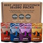 Hunters Beef Snack 16 Pack Variety Beef Jerky, 448g Mixed Flavours - Grass Fed Beef Jerky Snack - Beef Strips - High Protein Snacks - Carnivore Snacks - Low Calorie - Meat Snacks Beef Crisps