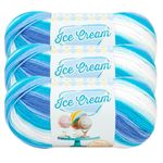 (3 Pack) Lion Brand Yarn Ice Cream Baby Yarn, Blue Moon