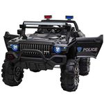 Aosom 2-Seater Kids Ride On Cars, 12V Remote Control Police Truck Electric Car for Kids with Full LED Lights, MP3 (Black)