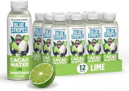 Blue Stripes Lime Cacao Water - Hydration Drink with Natural Electrolytes & Antioxidants | Cold Pressed Cacao Juice, Lime Juice & Water | No Sugar Added, Plant Based, Non GMO | 10 Fl Oz (12 Pack)