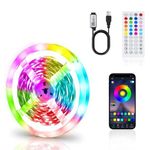 LED Strip Lights 1m/3.28ft, Smart App Control Remote, 5050 RGB Music Sync Colour Changing, Led Lights for Decoration, Bedroom Lighting, Party, Cabinet, TV Backlight