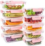 Glass Food Storage Containers with Lids 10 Pack Airtight Glass Meal Prep Containers, Stackable & Leak-proof