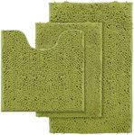 lime green Bathroom Rug Set Extra Soft Bath Rugs for Bathroom 3 Piece Bathroom Set Anti-Slip Bath Mats Soft Plush Chenille Shaggy Mat Living Room Bedroom Mat Floor Water Absorbent Bath Soft Rug