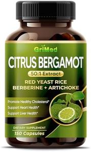 Citrus Bergamot 50:1 Extract 20,400mg with Red Yeast Rice, Garlic, Artichoke for Healthy Cholesterol, Heart Health - Made in The USA (90 Count (Pack of 1))