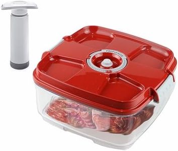 PrepSealer Marinating Vacuum System Container-Makes Food Tastier, Juicier, Healthier and More Tender (2 Liter, Square Shape, Tritan Material, Red Color, Manual Hand Pump Included)