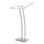 Vakiorn Acrylic Podium with Iron Stable Base & Pen Slot, Church Pulpit Lectern with 10mm Thickened Acrylic Reading Platform, Podium Stand for Church, Lecture, Wedding, Classroom(16 "x24 "x 45")