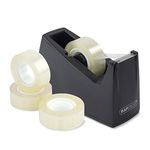 Rapesco 1619 300 Tape Dispenser and 4 Tape Rolls, Black