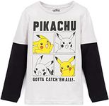 Pokemon T-Shirt Boys Kids Skater Clothes Grey Pikachu Game Top 9-10 Years