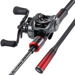 Sougayilang Baitcasting Fishing Rod and Reel Combo, Medium 6'/7' Low Profile with SuperPolymer Handle