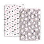 Stretch Ultra Soft Jersey Knit Fitted Pack n Play Playard Sheets Set 2 Pack，Fits Portable/Mini Cribs Sheets, Playards Mattress Pads, Pink Simple Triangle/Dream Unicorn for Girls