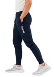 DESI NIT Men's Gym & Yoga Wear Stretchable Trackpant with Two Zipper Pockets, Sweat Absorbent Sportswear Pants. (M, Navy)