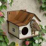 Deskart Wooden Bird House | WallPatch Wooden Bird Nest for Balcony, Window and Garden | Suitable for Sparrow and Kingfisher etc. Birds