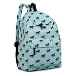 Kono School Bags for Boys and Girls Rucksack Canvas Horse Printing Backpack Students Teenagers Bookbag Casual Daypack (Blue)