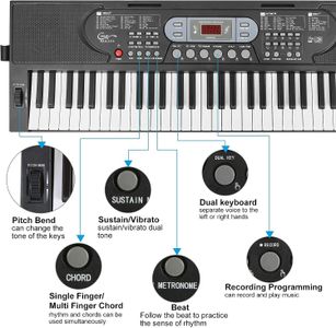 Hricane 61-Key Digital Keyboard – Black Electronic Piano