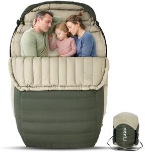 ATEPA Double Down Sleeping Bag, 23°F ISO Rated Cold Weather Sleeping Bags for Couples & Family, 700FP RDS Down Fill XXL Winter Camping Sleeping Bag for Car Camping, RV & Overlanding