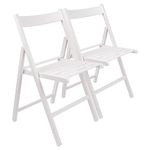 Harbour Housewares Beech Wood Folding Chairs - White - Pack of 2