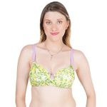 Komli - Heavily Padded Wirefree Printed Push-Up Bra - Polyamide Fabric - Balconette - Seamless, Wireless, 3/4th Coverage, Multiway Straps - T-Shirt Bra(K-3809-PR-1PC-36B)