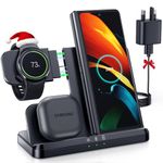 LK Wireless Charger for Samsung 3 in 1 Wireless Charging Station Compatible for Galaxy Watch 7/6/5/4/3/Active 2/1 Galaxy Buds 3/3 Pro Z Flip Fold 6/5/4 Samsung S24 S23 S22 S21 Ultra Plus FE Note 20