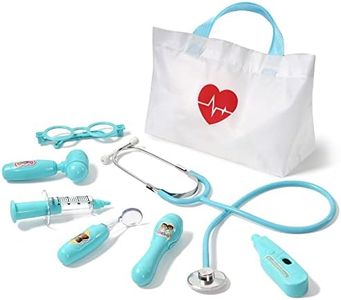 Phobby Kids Doctor Kit, 8 Pieces Kids Doctor Playset with Medical Storage Bag & Real Stethoscope, Pretend Play Doctor Toys for Toddler Boys Girls Aged 3 4 5 6 7 8