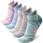ANTSANG Merino Wool Ankle Hiking Running Socks Compression Thick Cushion Breathable No Show Socks for Men Women 6 Pairs(Light Color Series,M)