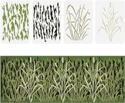 FINGERINSPIRE 4 Pcs Bark Camouflage Stencil 11.7x8.3 inch Camouflage Grass Bark Reed Pattern Stencils Plastic Wall Camo Stencil Kit Reusable DIY Art and Craft Stencils for Scrapbooking Wall Decor