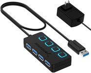 SABRENT 4 Port USB 3.0 Hub with Individual LED Lit Power Switches, Includes 5V/2.5A Power Adapter (HB-UMP3)