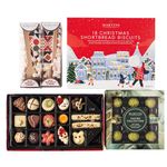 Martin’s Chocolatier Christmas Hamper - Luxury Festive Collection Chocolate Box, Christmas Shortbread Biscuits, Chocolate Orange Brussels Sprouts & 2 Milk Hot Choco Stirrers Gift Set